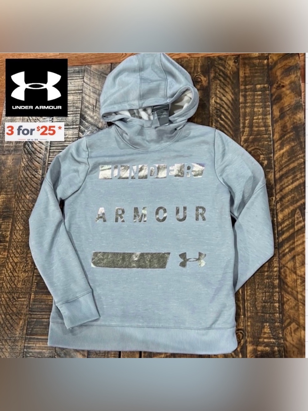 Under Armour metallic & gray hoodie sweatshirt size small
